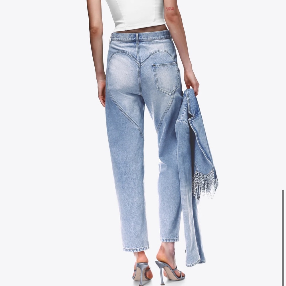 AREA Crystal Slit Jeans 25 NWT Blue Straight Leg Jeans - Picture 4 of 4